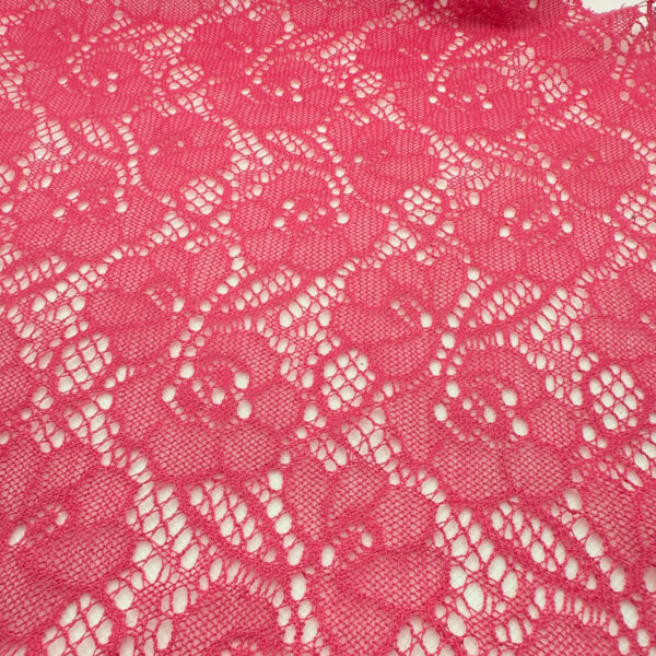 Red Mesh Polyester Floral Honeycomb Lace