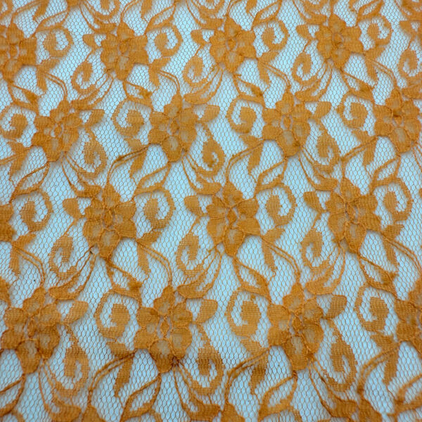 Orange Mesh Cotton Floral Lace